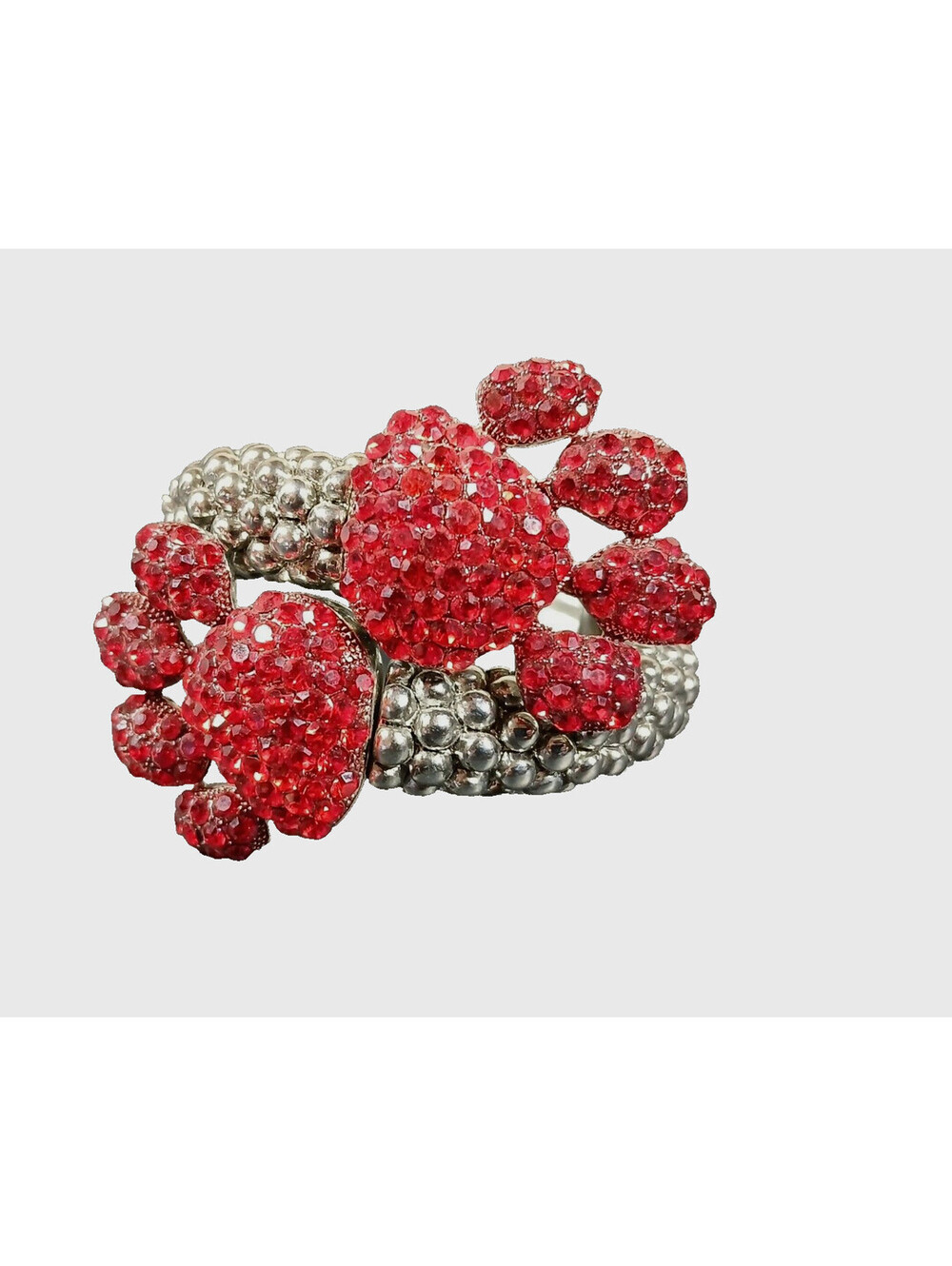 Red Rhinestone Paw Bear Cat Dog Pet Bling Jewelry Stretch Bracelet Animal Lovers